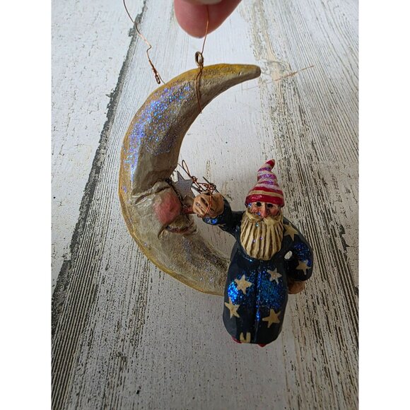 P. Schifferl Santa moon stars ornament wizard glitter Xmas celestial tree - Picture 1 of 8